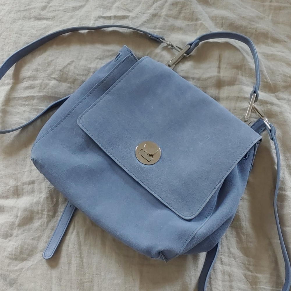 Baby Blue Suede-Like Backpack